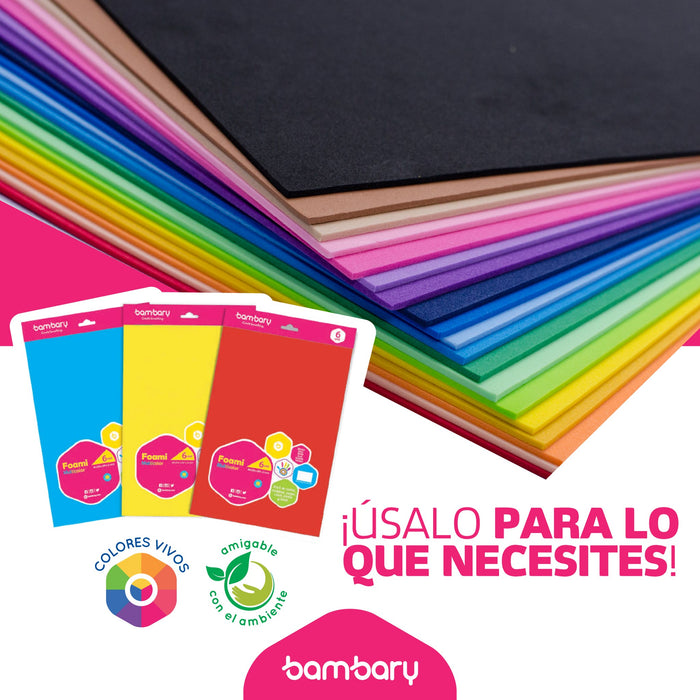 Foami liso multicolor de 12 unidades bambary