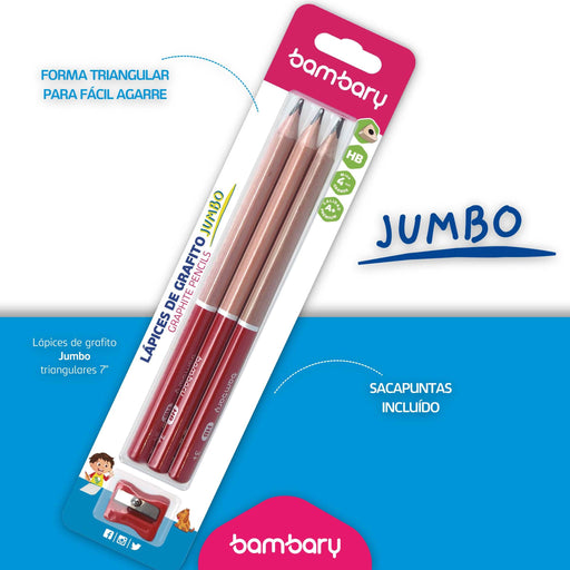 Lápices de grafito Jumbo Triangulares Bambary