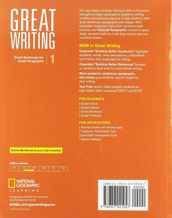 Great Writing 1: Great Sentences for Great Paragraphs + Online Wbk 5 Edition 2020