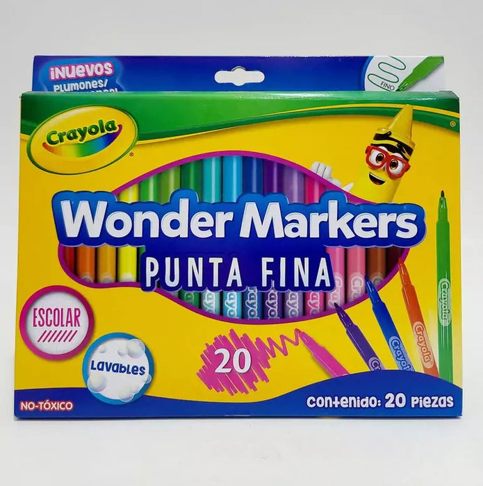 Marcadores Wonder Markers Punta Fina 20 piezas